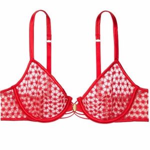 Red Unlined Demi Bra